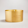 Supercharge scented 100% natural wax candle 110g in pure brass container. Front.